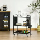 Carrello Portavivande da Cucina 3 Ripiani 70x33,4x80,5 cm con Ruote in Acciaio Nero-2