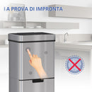 Pattumiera ad Apertura Automatica 42x30x81 cm 72lt 3 Scomparti in Acciaio e ABS-5