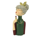 Statuina Donna in Resina con rossetto verde cm 16,5x12xh32-2