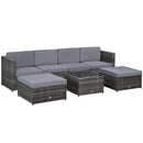 Set Salotto da Giardino Divano 2 Pouf e Tavolino in Rattan Grigio-1