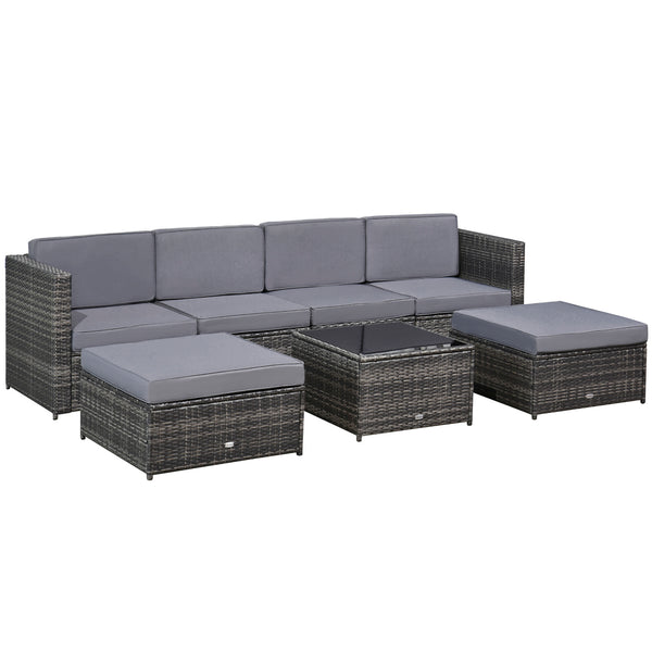 Set Salotto da Giardino Divano 2 Pouf e Tavolino in Rattan Grigio sconto