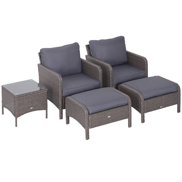 Set Salotto da Giardino in Rattan Sintetico 2 Divani 2 Pouf e Tavolino Grigio acquista