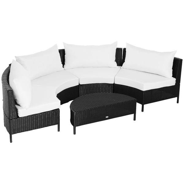 online Set Salotto da Giardino Divano in Rattan Sintetico e Tavolino  Nero