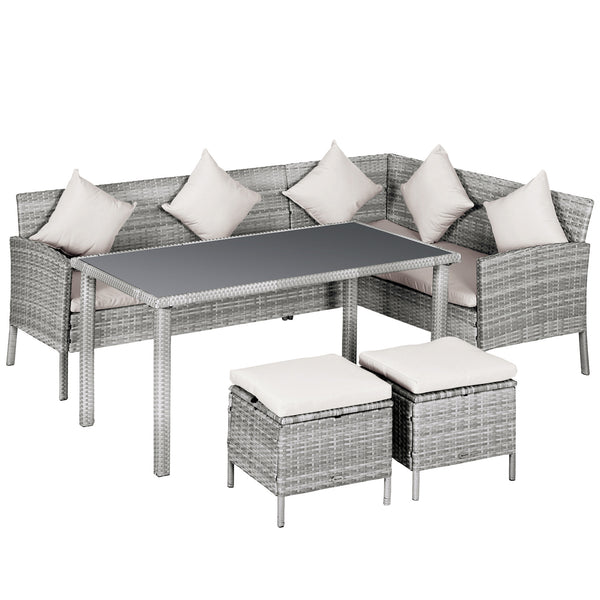 Set Salotto da Giardino in Rattan 2 Divani Angolari Tavolino 2 Sgabelli  Grigio prezzo