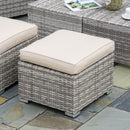 Set Salotto da Giardino Divano 2 Poltrone Tavolino e 2 Poggiapiedi in Rattan Beige e Grigio-9