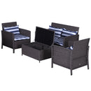 Set Salotto da Giardino in Rattan Divano 2 Poltrone 1 Tavolino Contenitore  Grigio-1