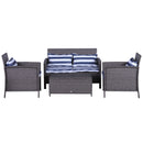 Set Salotto da Giardino in Rattan Divano 2 Poltrone 1 Tavolino Contenitore  Grigio-3