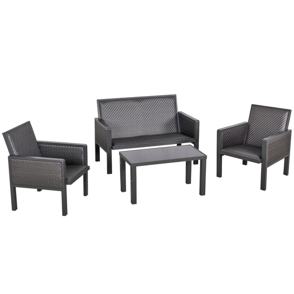 Set Salotto da Giardino Divano 2 Poltrone e Tavolino in Rattan Grigio prezzo