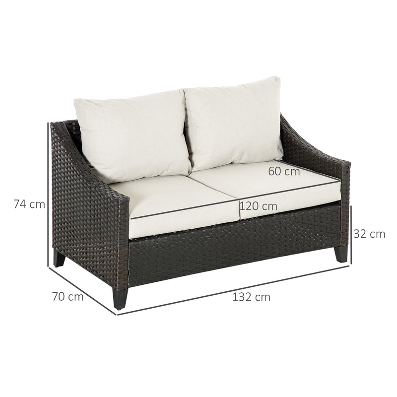 Divano 2 Posti da Giardino 132x70x74 cm in Rattan PE Marrone-3