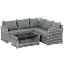 Set Salotto da Giardino Divano Angolare e Tavolino in Rattan Grigio-1