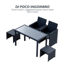 Set Salotto da Giardino in Rattan Sintetico 2 Poltrone Tavolo e 2 Poggiapiedi Nero -4