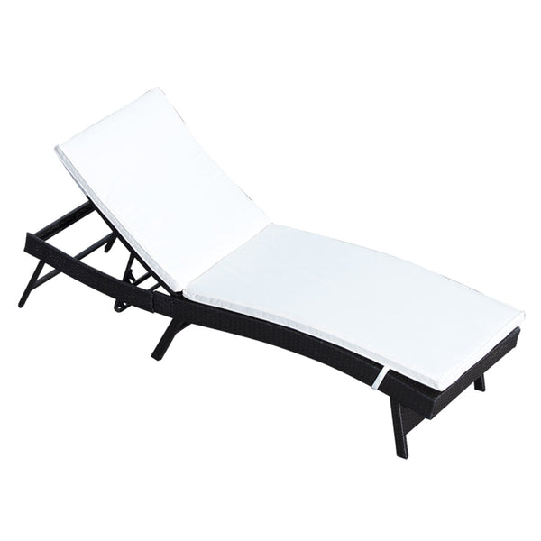 Lettino Chaise Longue da Giardino in Rattan Sintetico con Cuscino Caffè Scuro online