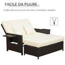 Divano da Giardino con Panca Poggiapiedi 130x72x96 cm in Rattan Marrone-6