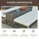 Set 2 Lettini Prendisole con Tavolino in Rattan  Marrone e Bianco-6