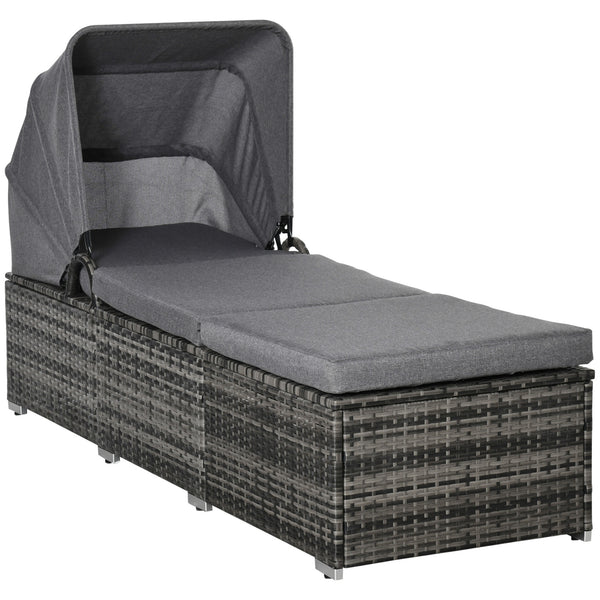 sconto Lettino Prendisole 195x65x40 cm in Rattan Grigio