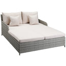 Lettino Prendisole 2 Posti da Giardino 158x134x70 cm in Rattan e Polietilene Grigio-1