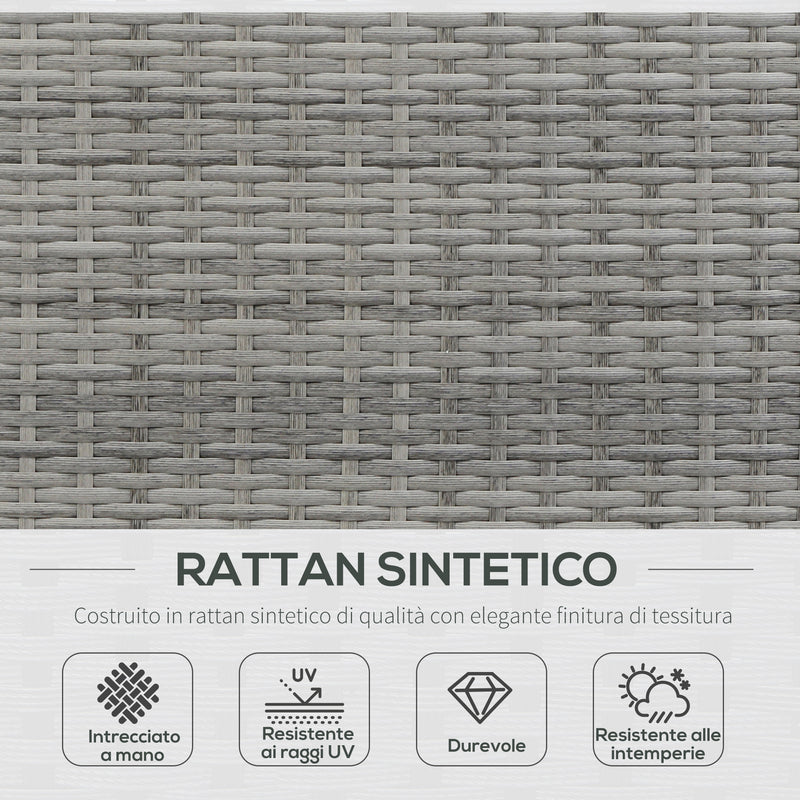 Lettino Prendisole 2 Posti da Giardino 158x134x70 cm in Rattan e Polietilene Grigio-4