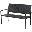 Panchina 2 Posti da Giardino 122x60x87 cm in Rattan Nera-1