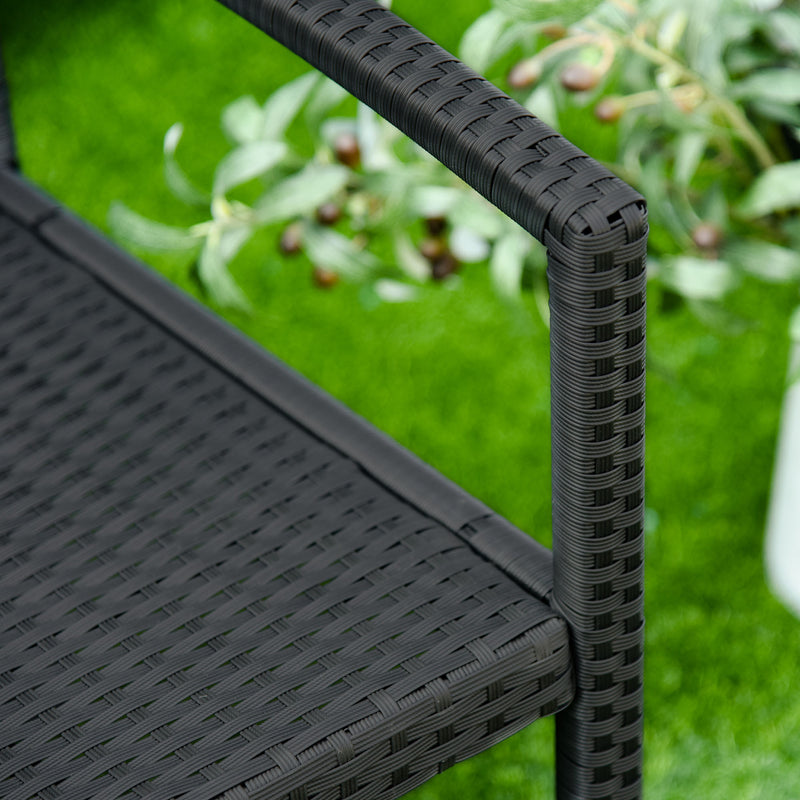 Panchina 2 Posti da Giardino 122x60x87 cm in Rattan Nera-8