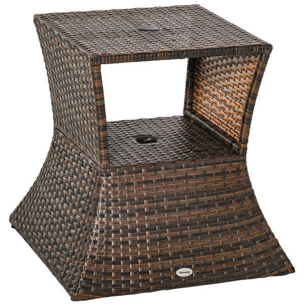 Tavolino da Giardino in Rattan Sintetico con Foro per Ombrellone Marrone 54x54x55 cm sconto
