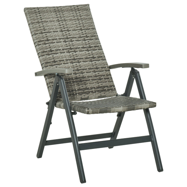 online Sedia Pieghevole da Giardino 59x68x107 cm in Alluminio e Rattan Grigia