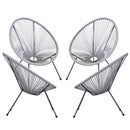 Set 4 Sedie da Giardino Ovali 73x77x87 cm in Rattan PE Grigio Chiaro-1