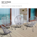 Set 4 Sedie da Giardino Ovali 73x77x87 cm in Rattan PE Grigio Chiaro-6