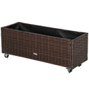 Fioriera Rialzata con Ruote 94,5x31x36 cm in Rattan Sintetico Grigio-1