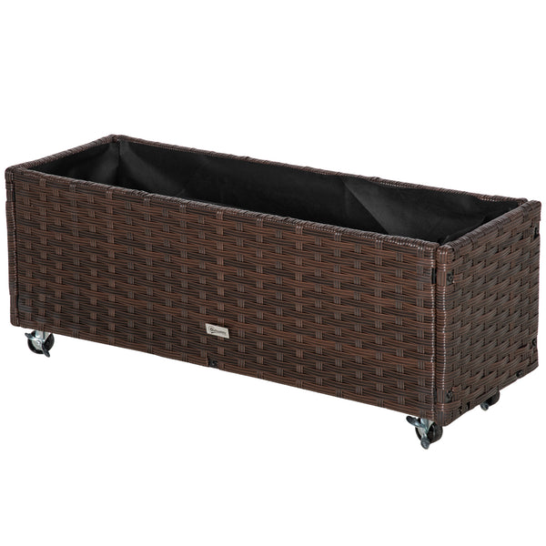 Fioriera Rialzata con Ruote 94,5x31x36 cm in Rattan Sintetico Grigio acquista