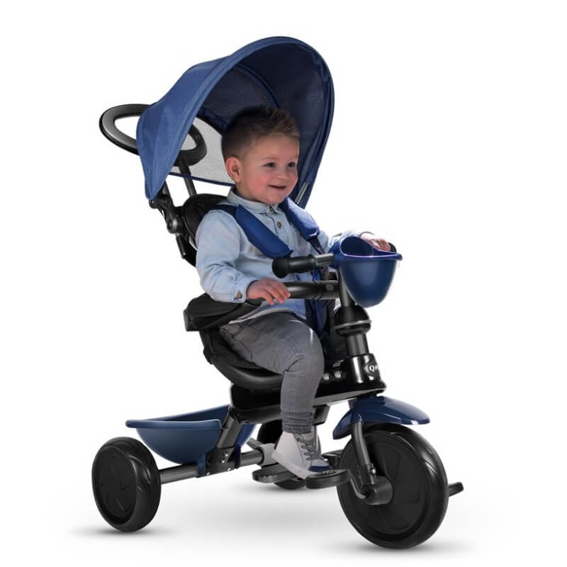 Triciclo a Spinta per Bambini con Maniglione Direzionabile Qplay Cosy Grigio-10