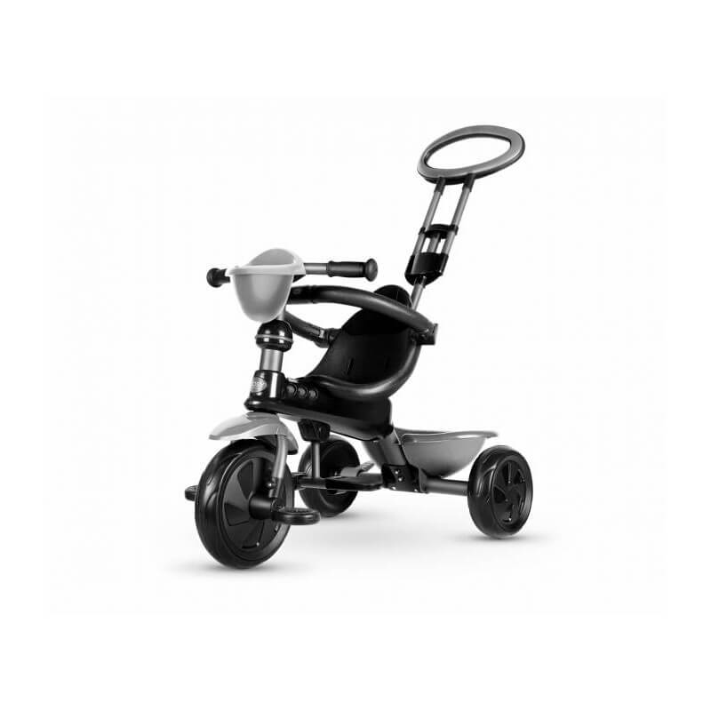 Triciclo a Spinta per Bambini con Maniglione Direzionabile Qplay Cosy Grigio-2