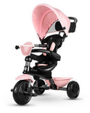 Triciclo a Spinta per Bambini con Maniglione Direzionabile Qplay Cosy Rosa-1