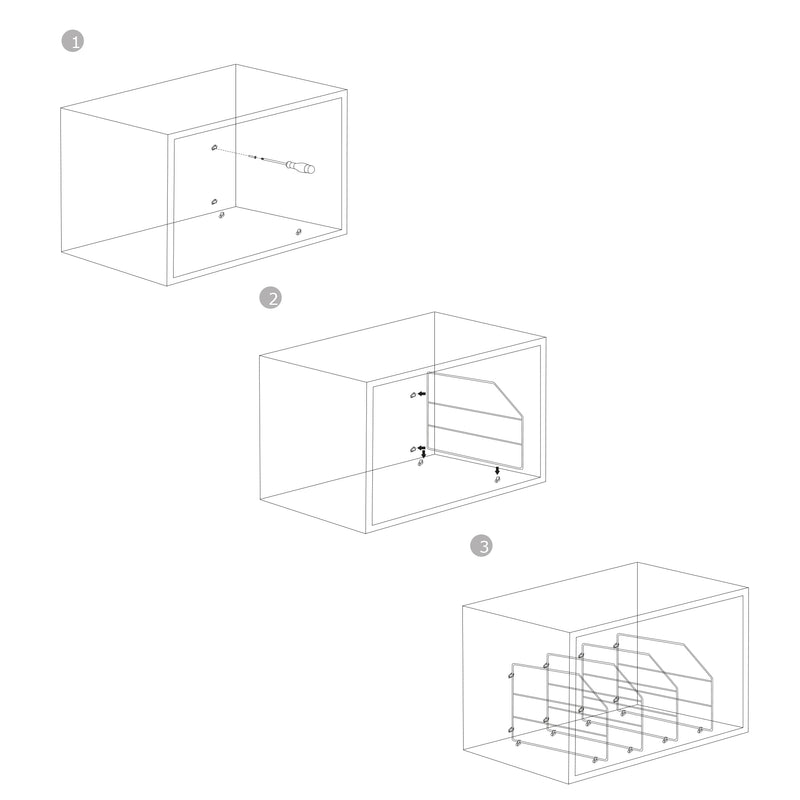 ▷ Set di 4 divisori per armadi in acciaio cromato e ripiani Emuca