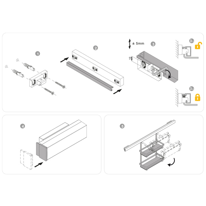 Set da 5 Ganci da Appendere Acciaio Grigio Antracite. Emuca-4