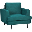 Poltrona Imbottita 96x87x87 cm Gambe in Acciaio in Tessuto Verde-1