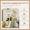 Albero Tiragraffi 48,5x48,5x141,5 cm con Casetta Posatoio e Paletto Beige-4