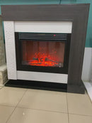 Camino Elettrico da Pavimento 120x127x30 cm Effetto Fiamma 1950W Neon & Mirabella Bianco/grigio