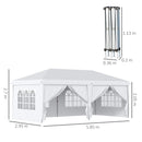 Gazebo Pieghevole 6x3m Funi e Picchetti Bianco-3