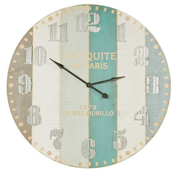 Orologio in legno bianco azzurro cm Ø113,5x6 online