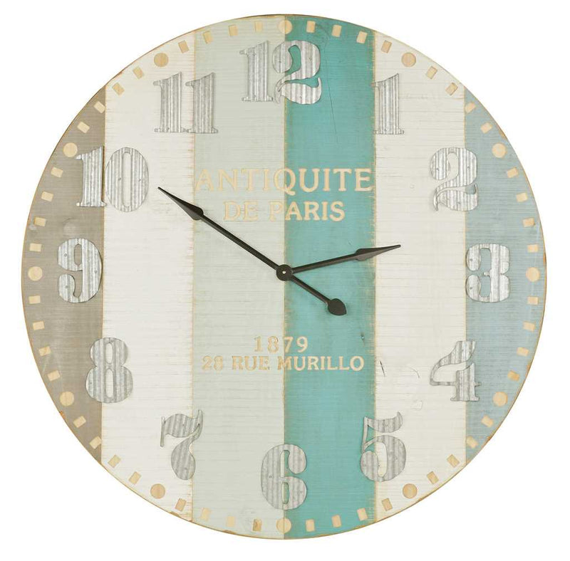 Orologio in legno bianco azzurro cm Ø113,5x6-1