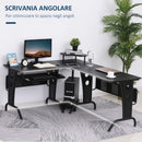 Scrivania da Ufficio ad Angolo Porta PC 170x140x86,5 cm in Acciaio e MDF  Nera-6