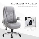 Sedia Poltrona Presidenziale da Ufficio 69,5x76x113-121 cm in Similpelle Grigia-4