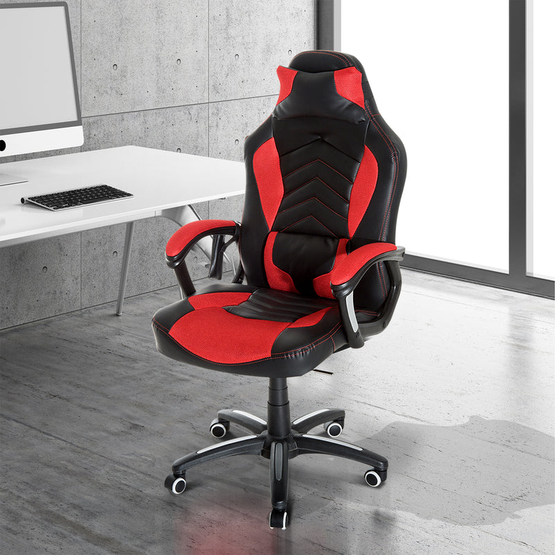 Sedia da Gaming Massaggiante e Riscaldante Rosso e Nero 68x69x108-117 cm -4