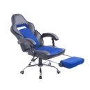 Sedia da Gaming Ergonomica in Similpelle Reclinabile con Supporto Gambe Nera e Blu -5