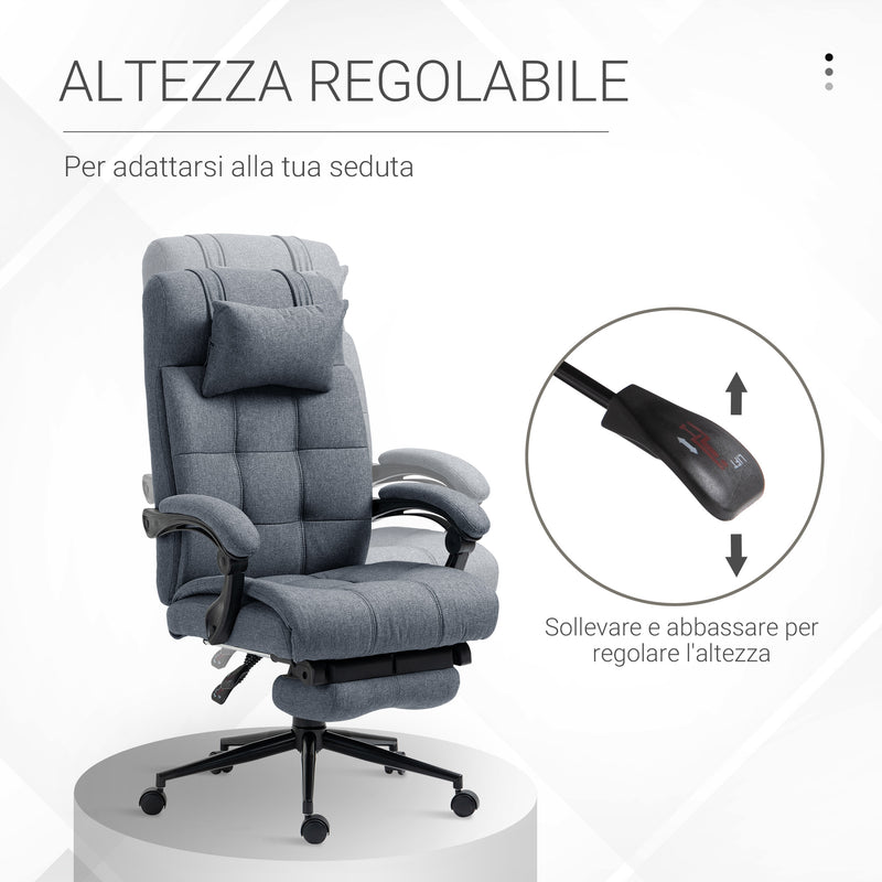 Sedia Poltrona Presidenziale da Ufficio 66x70x116-124 cm con Poggiapiedi in  Tessuto Grigio – acquista su Giordano Shop