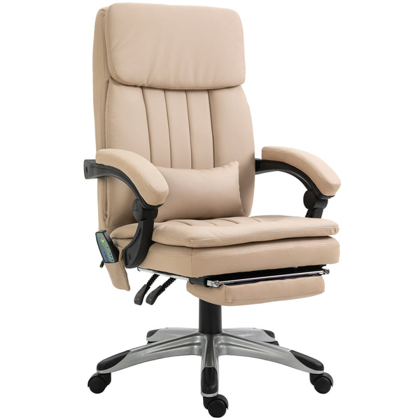 prezzo Sedia da Ufficio Presidenziale Massaggiante con Riscaldamento in Similpelle 67x69x106-116 cm  Beige