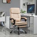 Sedia da Ufficio Presidenziale Massaggiante con Riscaldamento in Similpelle 67x69x106-116 cm  Beige-2