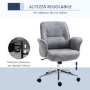 Sedia Poltrona Operativa da Ufficio 67x69x92-102 cm in Microfibra Grigio Chiaro-5