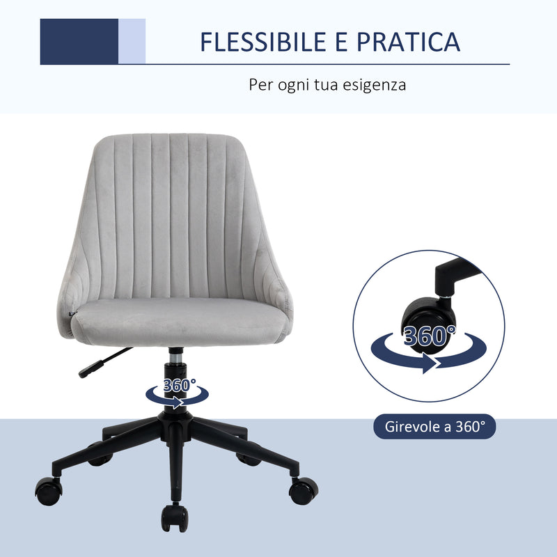 Vinsetto Sedia da Ufficio in Velluto Blu con Altezza Regolabile, Sedia  Ergonomica Girevole a 360° e Ruote, 50x58x77-85cm Regolabile Ruote