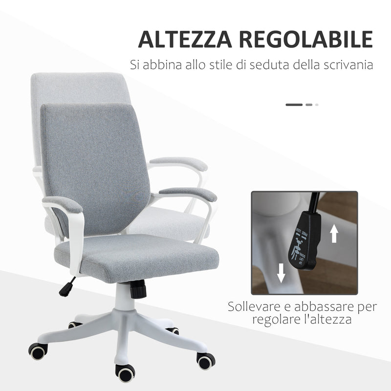 Sedia Operativa da Ufficio 62x69x92-102 cm in Tessuto Effetto Lino Grigia – acquista  su Giordano Shop